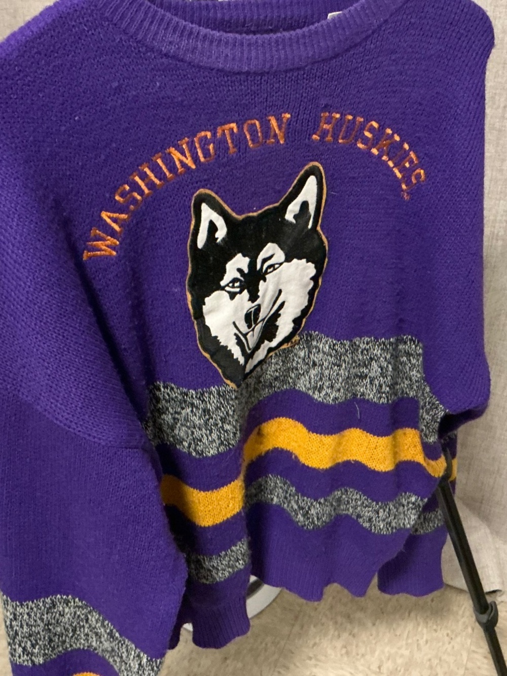 Vintage Washington Huskies Sweater Prime Ticket Knit Crewneck Purple Graphic XL